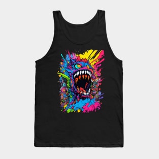 Neon colors monster splash mix of candy colors lots of pink and blue cure design Tank Top